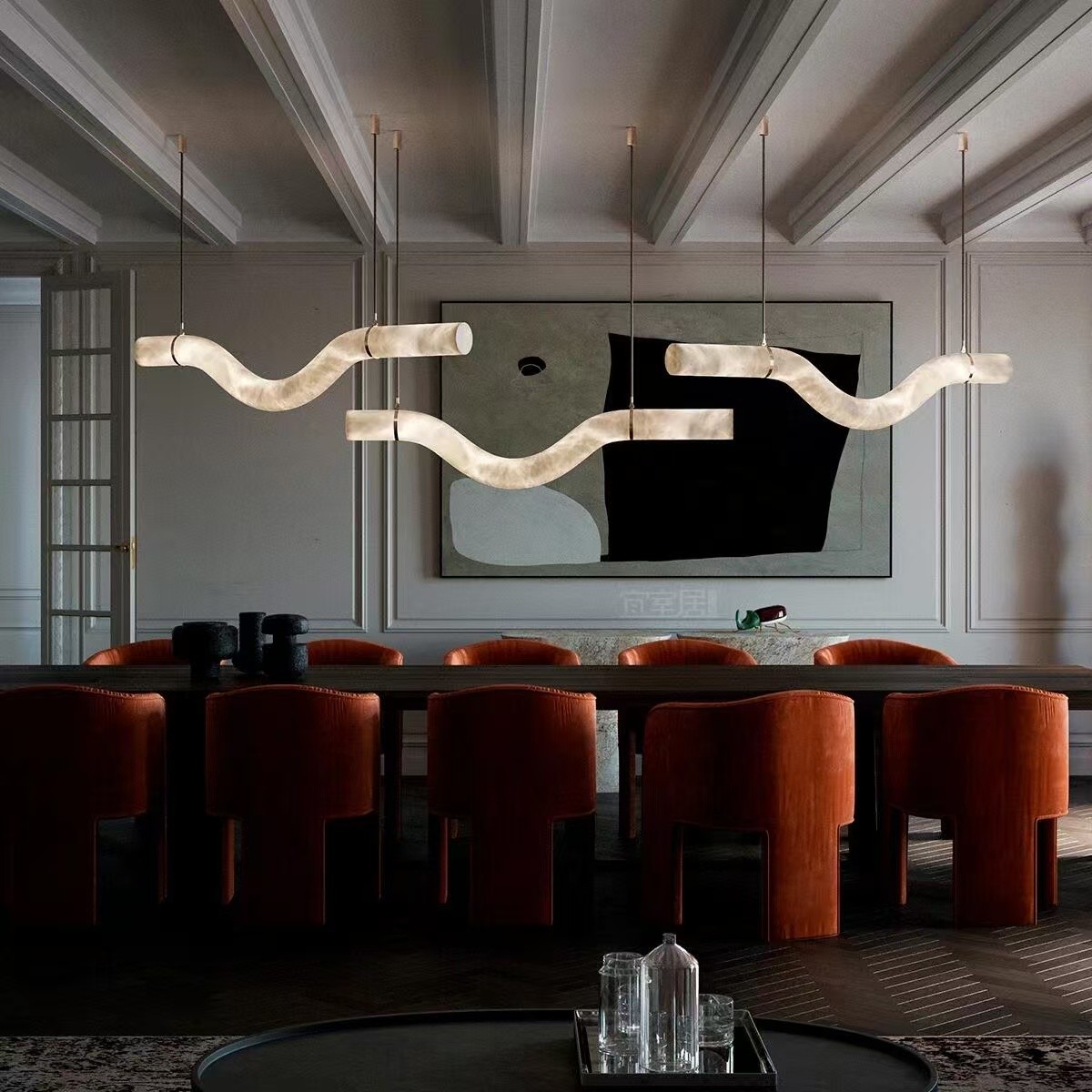 Marble ceiling light installation