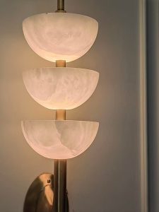 W6024 Marble Wall Light illuminated detail thumbnail